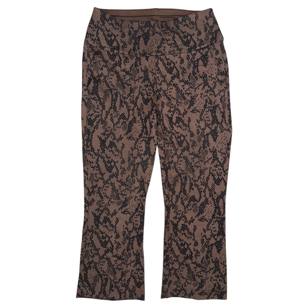CAbi Cool It Crop Snakeskin Print Kick Flare Pull-On Pants Brown Women’s M 4316